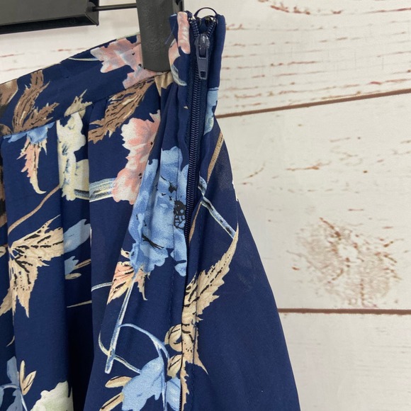 Windsor L Blue Floral High Rise Chiffon Flowy Maxi Skirt - Picture 2 of 5